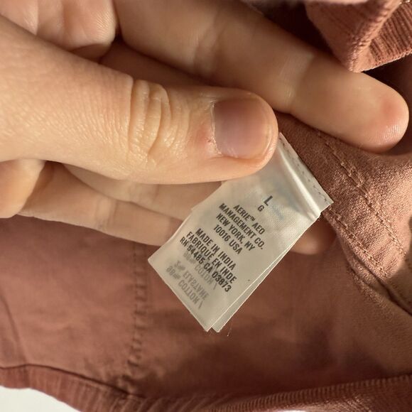 Aerie Corduroy Skirt Women's Large Brown Button Front Pockets Cotton Blend - Picture 6 of 8